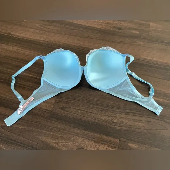 Victoria's Secret Push Up Convertible Light Blue Lace Mesh Bra - Picture 4 of 12